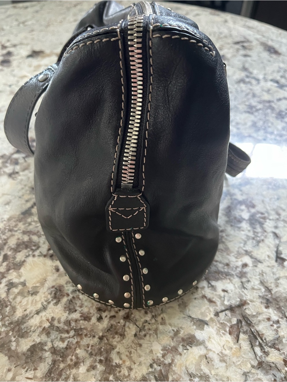 Michael Kors black leather satchel with silver detail. Pre-owned Condition-Good - Picture 8 of 8